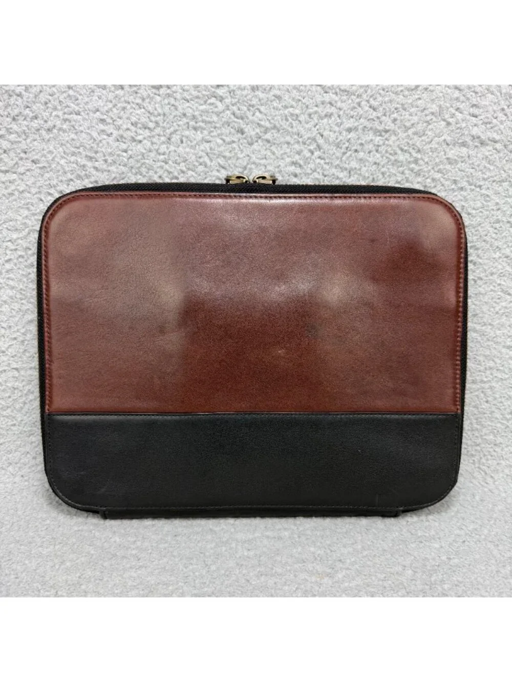 Coach Portfolio Organizer Brown Black Bi-Fold Zip Around Leather Planner Vintage